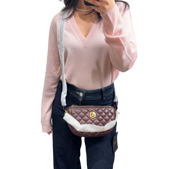 Versace Quilted Burgundy/brown Crossbody Bag with Gold Chain - Picture 7 of 7